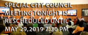 thumbnail for Special City Council Meeting Rescheduled 5-29-19
