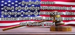 thumbnail for December Court Proceedings have been cancelled